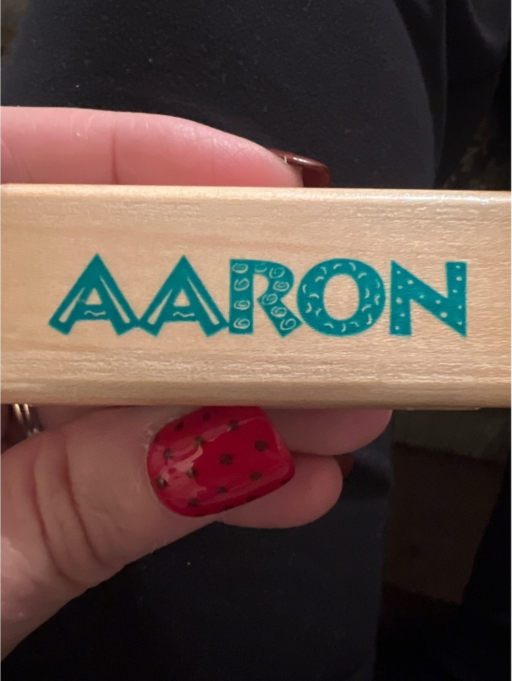 Aaron Personalized Name Rubber Stamp Wooden Handle